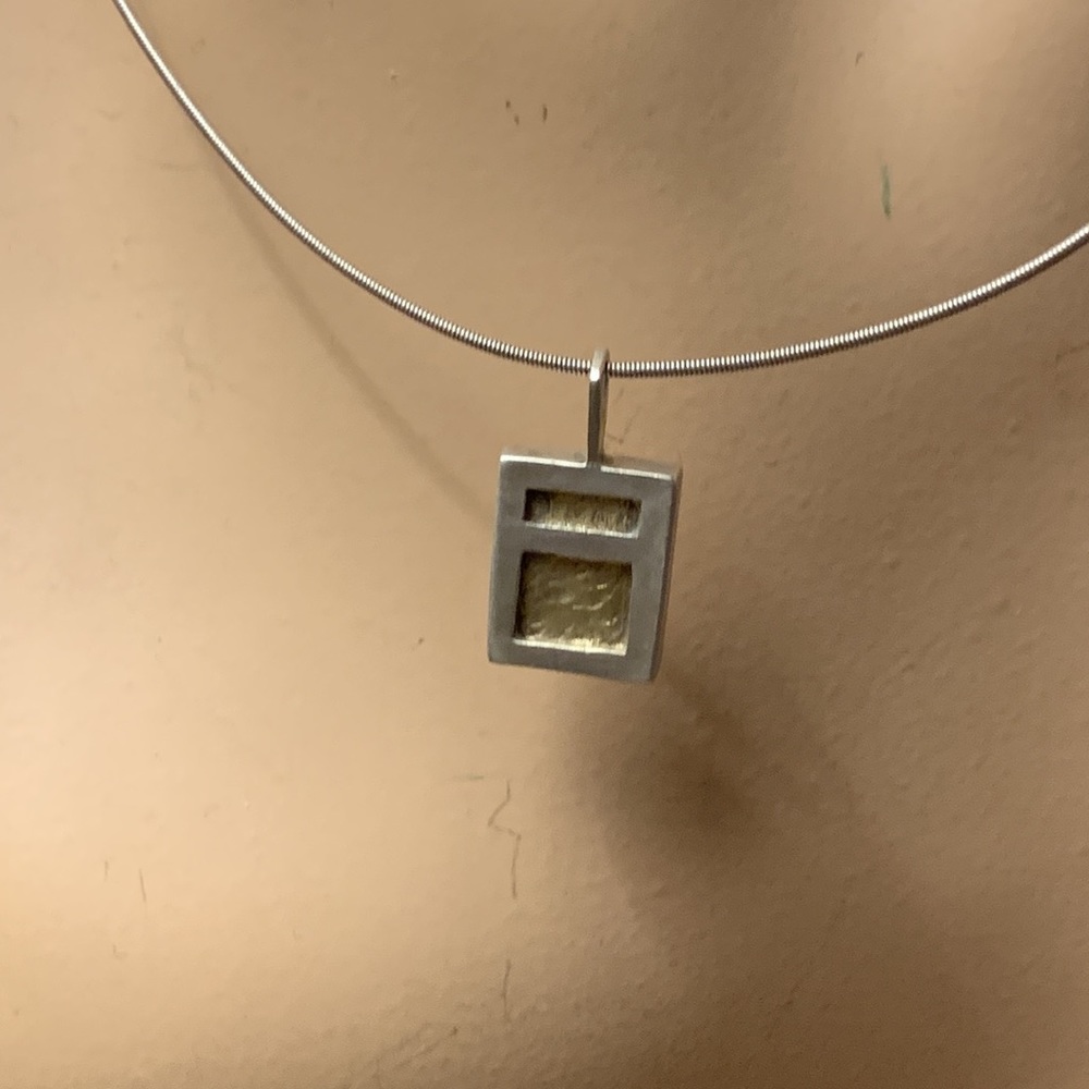 ARTIST MINIMALIST MODERNIST ABSTRACT STERLING NECKLACE CHOKER PENDANT